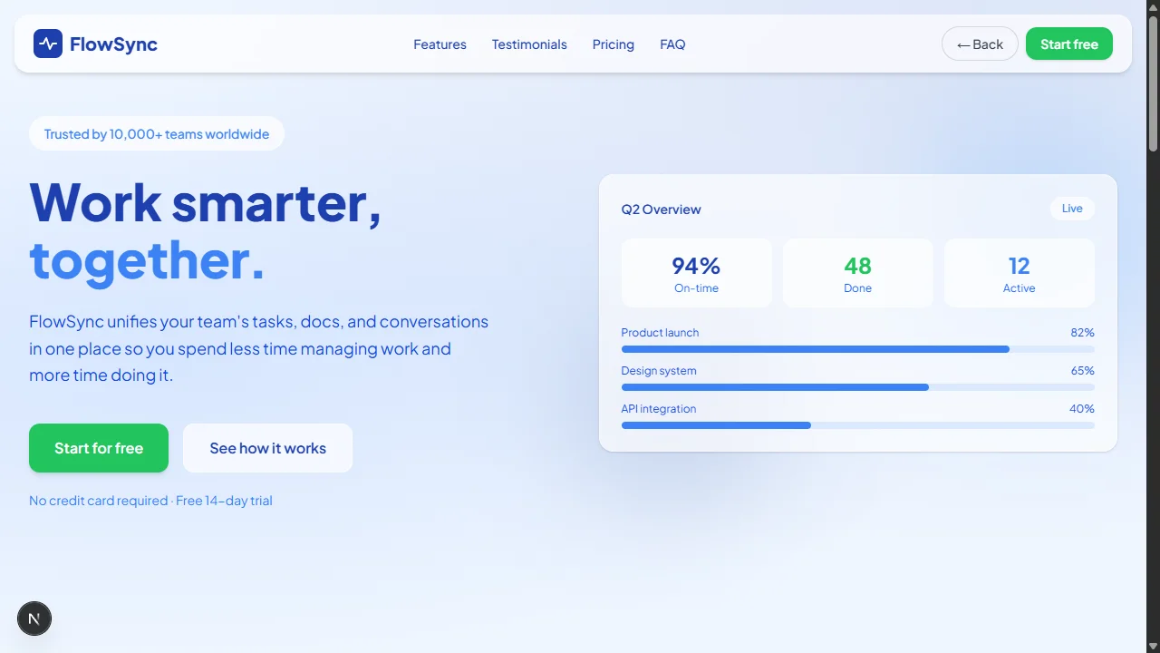 FlowSync Marketing Landing